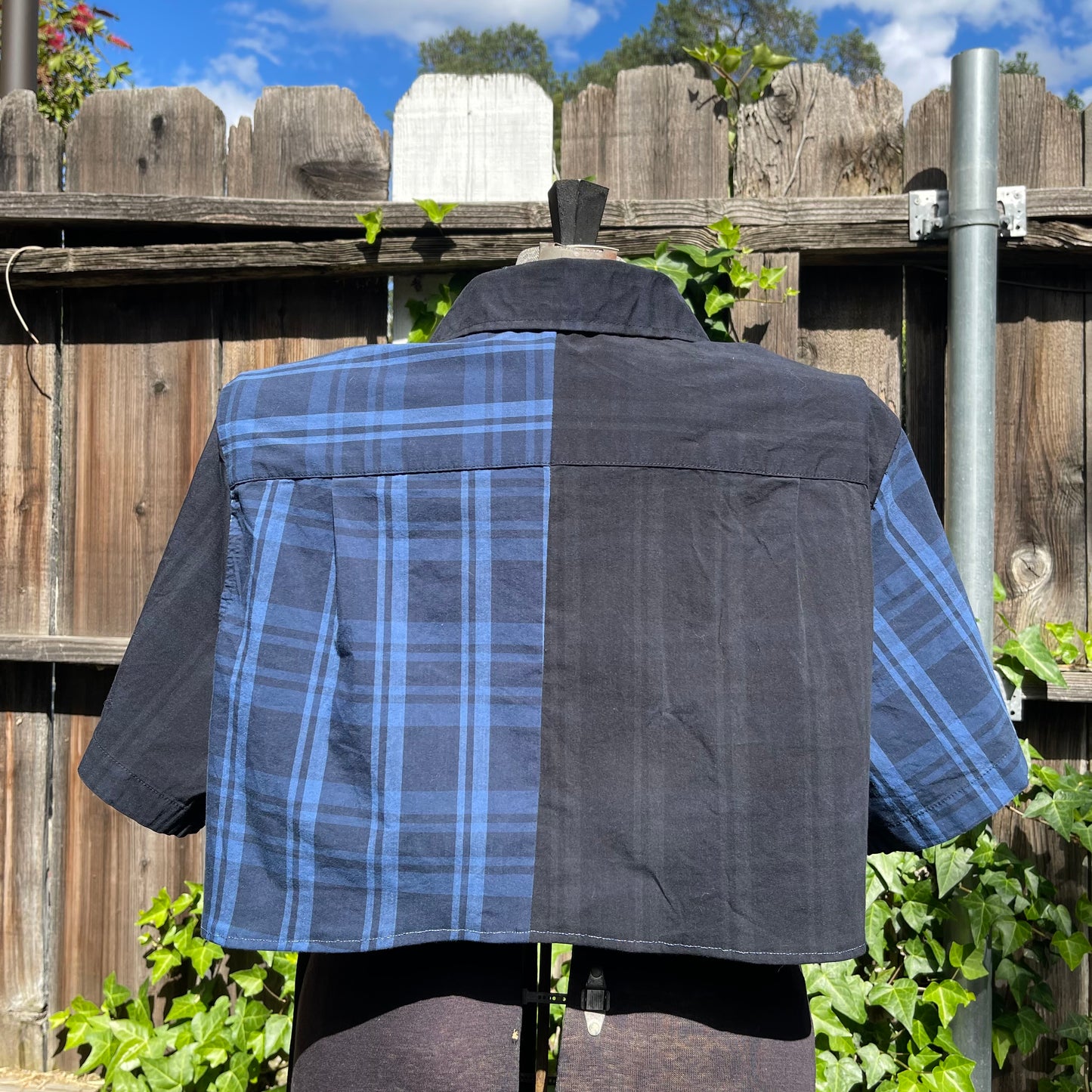 Denim & Plaid button up cropped