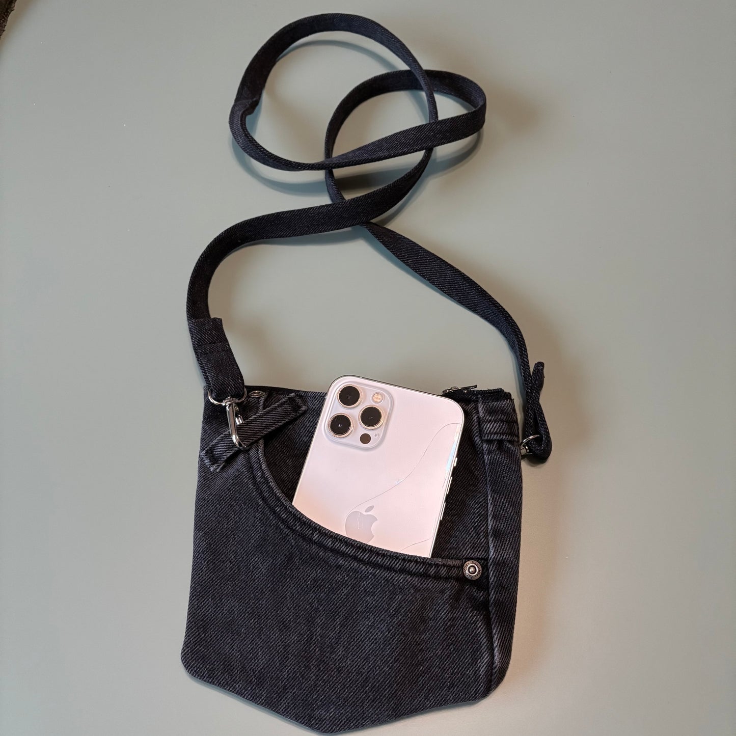 Denim Pocket Crossbody (Black)