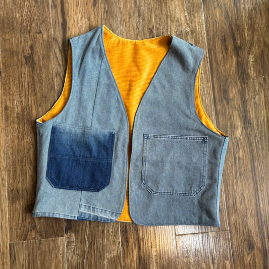 Reworked denim vest