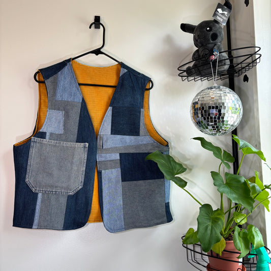 Reworked denim vest