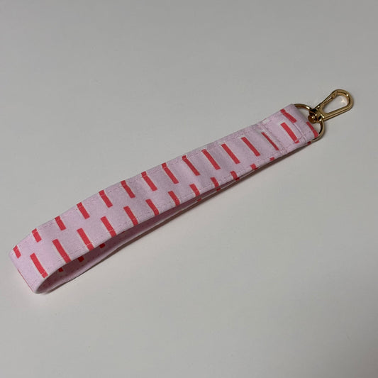 💕 Pink Striped Wristlet