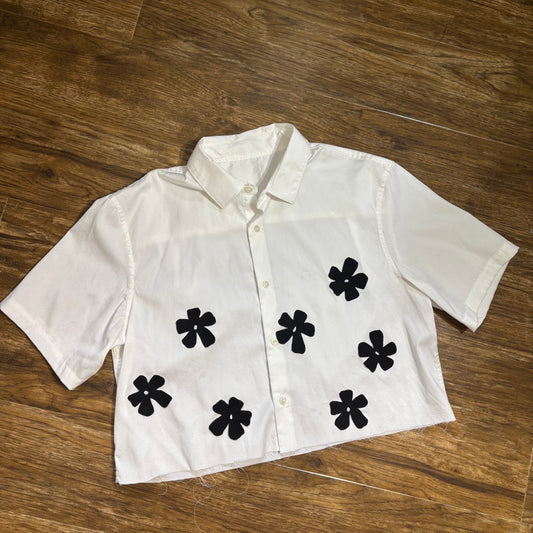 Flower button up cropped