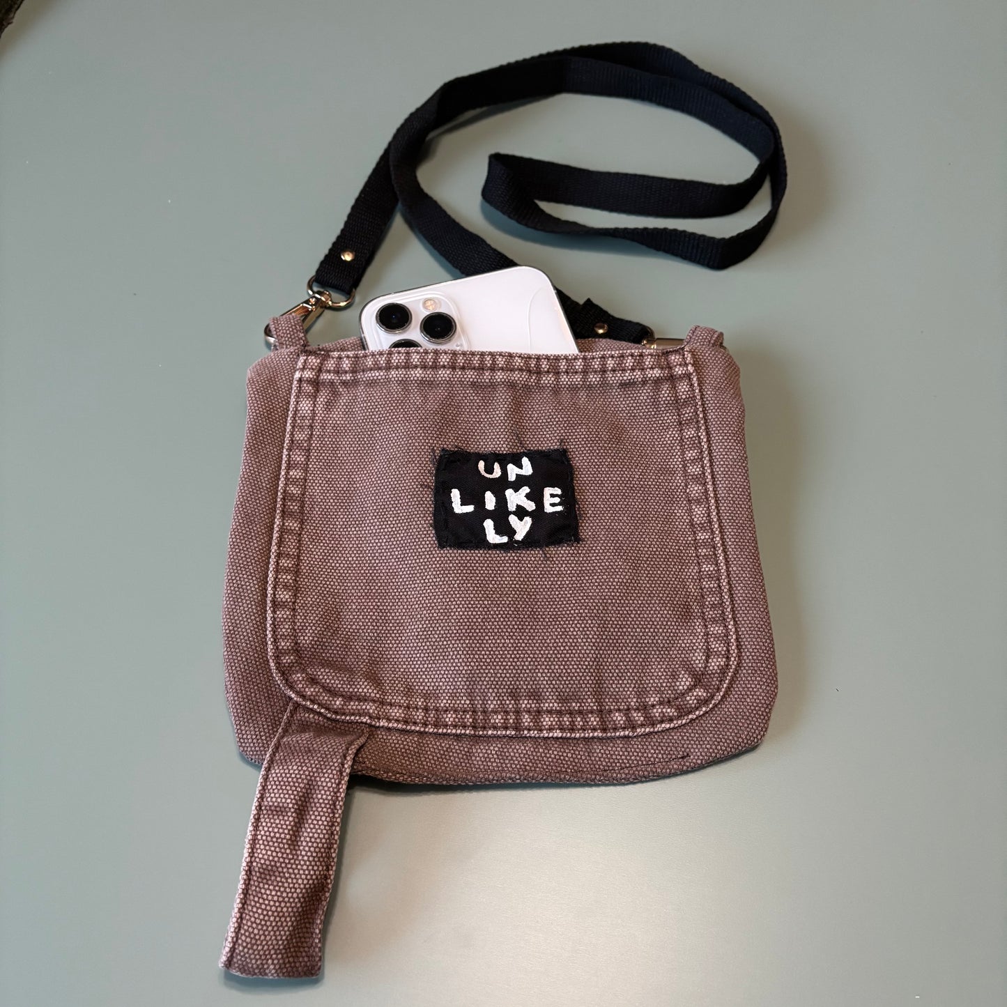 Denim Pocket Crossbody (Brown)